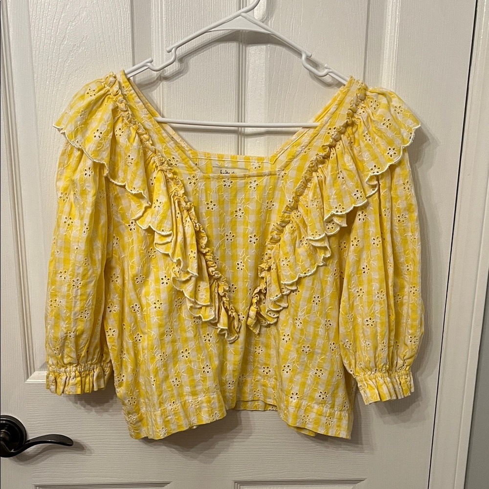 Innika Choo gingham Yellow Ruffled Women's Top